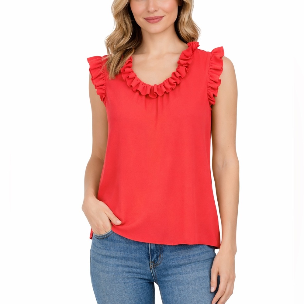 Kate Spade Orange Coral Ruffled Blouse - Size Small